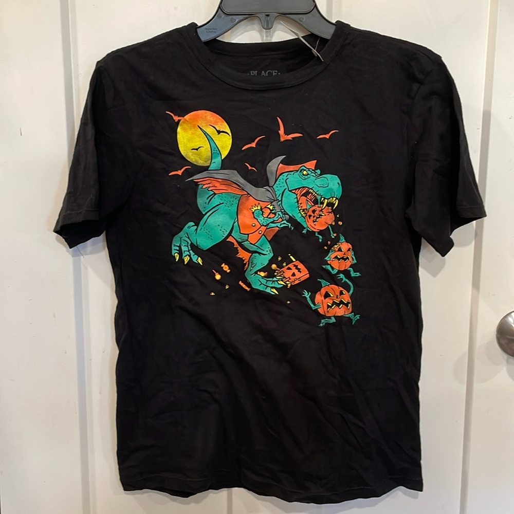 NEW The Children’s Place Boys Halloween Pumpkin Dinosaur T-Rex Graphic T-Shirt